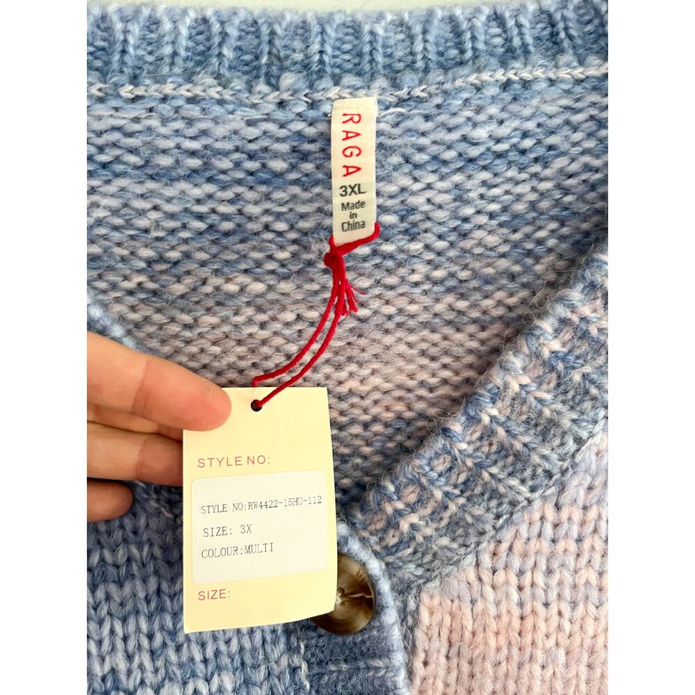 Raga | Alicia Cardigan | Pink Blue | Sz 3x | NWT - Picture 5 of 9